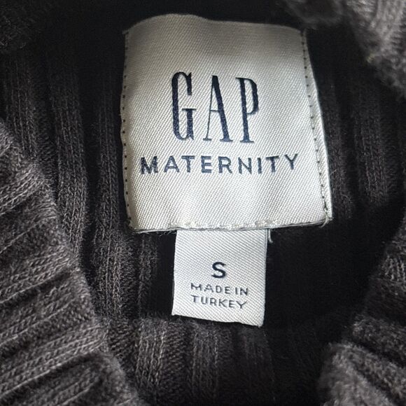 Gap Maternity Black Long Sleeve Ribbed Stretch Mock Neck Midi Sweater Dress Sz S - Picture 4 of 7